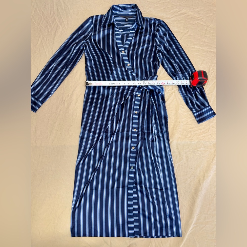 White House Black Market Navy Striped Dress